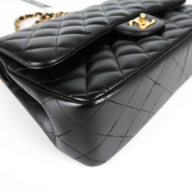 Jumbo Double Flap in Black Lambskin with GHW