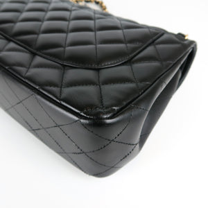 Jumbo Double Flap in Black Lambskin with GHW