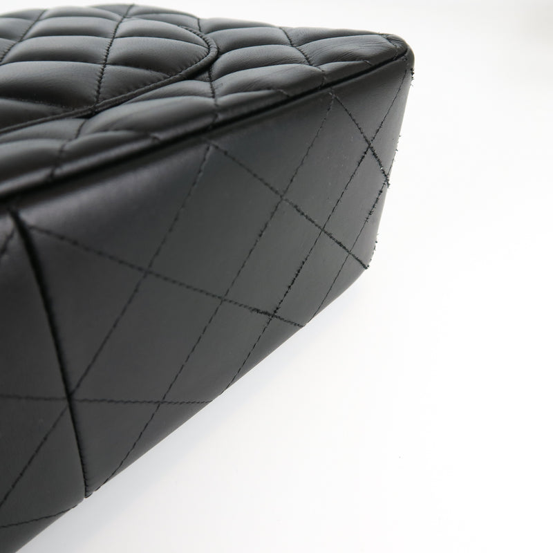 Jumbo Double Flap in Black Lambskin with GHW