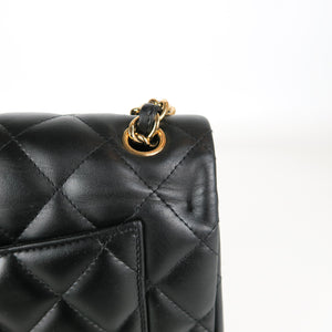 Jumbo Double Flap in Black Lambskin with GHW
