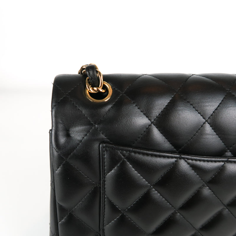 Jumbo Double Flap in Black Lambskin with GHW