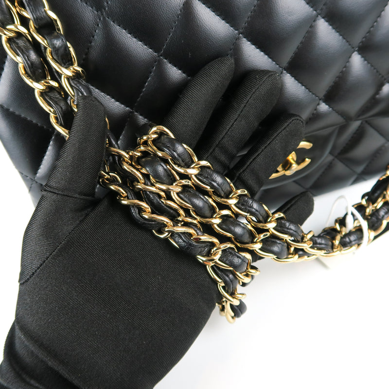Jumbo Double Flap in Black Lambskin with GHW