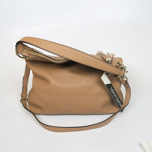 Pebbled Calfskin Large Soho Hobo in Beige