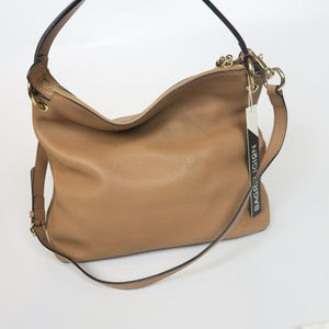 Pebbled Calfskin Large Soho Hobo in Beige