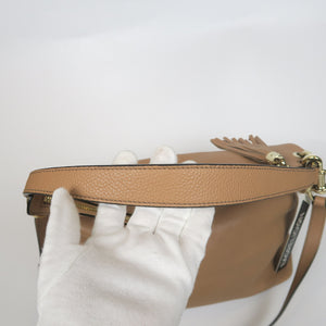 Pebbled Calfskin Large Soho Hobo in Beige