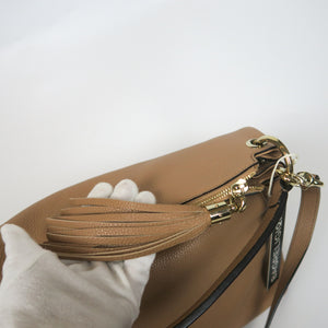Pebbled Calfskin Large Soho Hobo in Beige