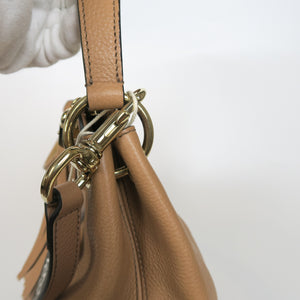 Pebbled Calfskin Large Soho Hobo in Beige