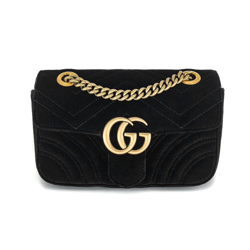 GG Marmont Black Velvet Mini Shoulder Bag