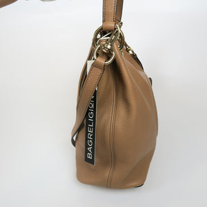 Pebbled Calfskin Large Soho Hobo in Beige