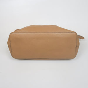Pebbled Calfskin Large Soho Hobo in Beige