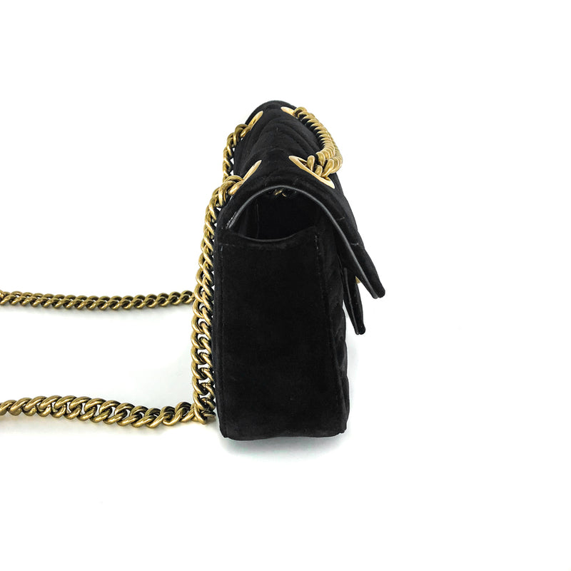 GG Marmont Black Velvet Mini Shoulder Bag