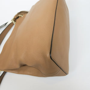 Pebbled Calfskin Large Soho Hobo in Beige