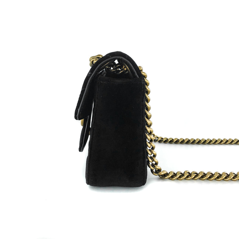 GG Marmont Black Velvet Mini Shoulder Bag