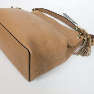 Pebbled Calfskin Large Soho Hobo in Beige