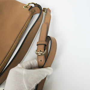 Pebbled Calfskin Large Soho Hobo in Beige