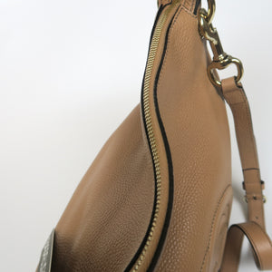 Pebbled Calfskin Large Soho Hobo in Beige