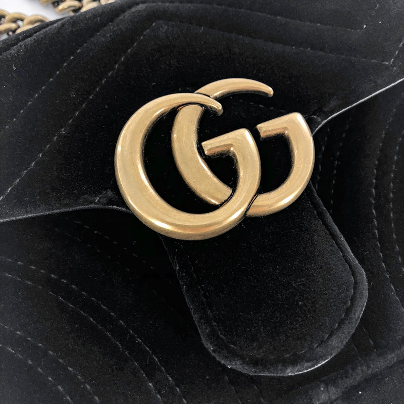 GG Marmont Black Velvet Mini Shoulder Bag