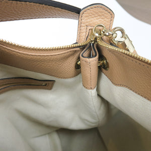 Pebbled Calfskin Large Soho Hobo in Beige