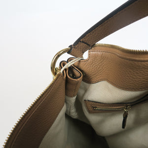 Pebbled Calfskin Large Soho Hobo in Beige