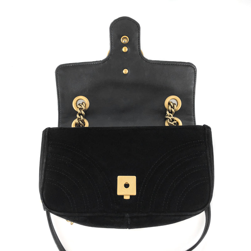 GG Marmont Black Velvet Mini Shoulder Bag