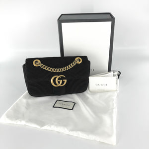GG Marmont Black Velvet Mini Shoulder Bag