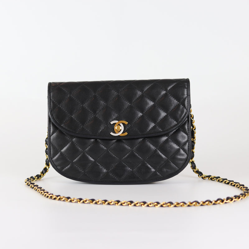 Semi-Circle Black Quilted Lambskin Paris Limited Edition