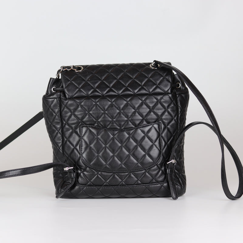 Black Quilted Urban Spirit Lambskin Large Backpack SHW
