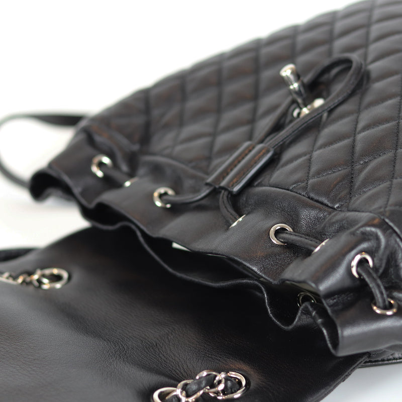 Black Quilted Urban Spirit Lambskin Large Backpack SHW