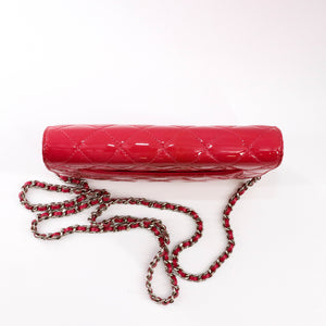 Bright Pink Quilted Patent Flap WOC with SHW