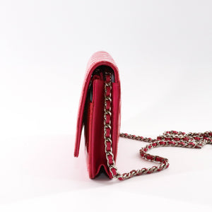 Bright Pink Quilted Patent Flap WOC with SHW