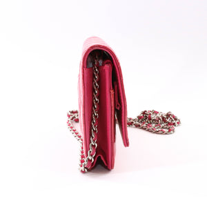 Bright Pink Quilted Patent Flap WOC with SHW