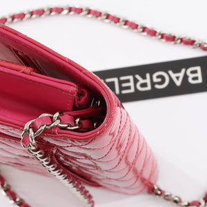 Bright Pink Quilted Patent Flap WOC with SHW