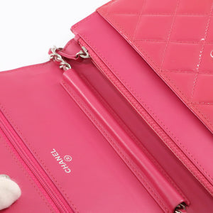 Bright Pink Quilted Patent Flap WOC with SHW