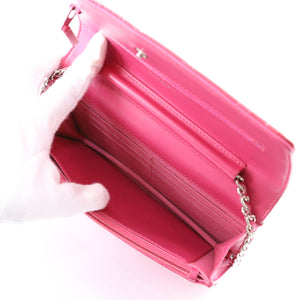 Bright Pink Quilted Patent Flap WOC with SHW