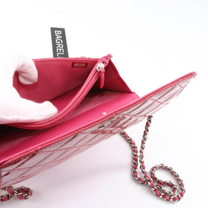 Bright Pink Quilted Patent Flap WOC with SHW