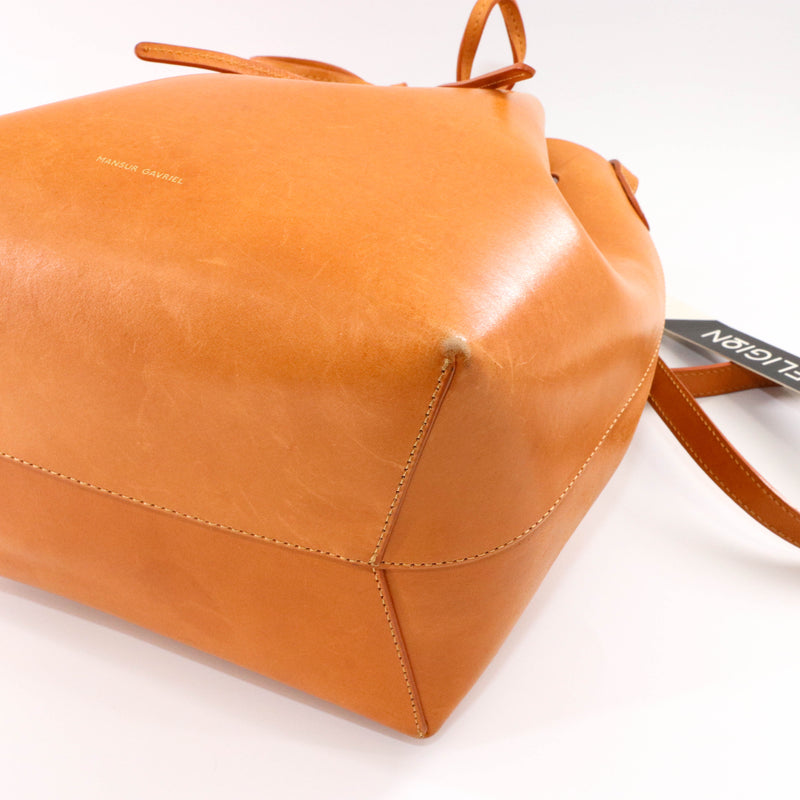 Bucket Bag in Light Brown Calf Leather Pink Interior