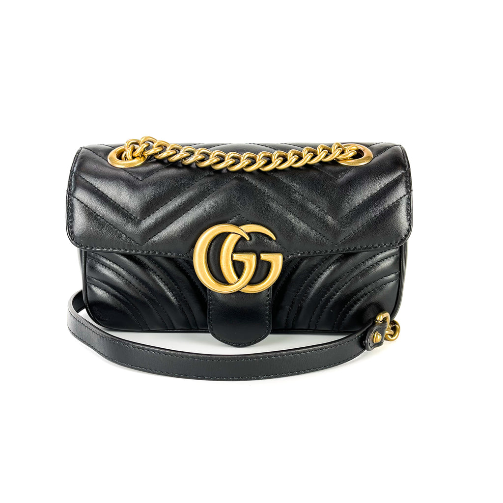 GG Marmont Black Mini Matelassé Shoulder Bag