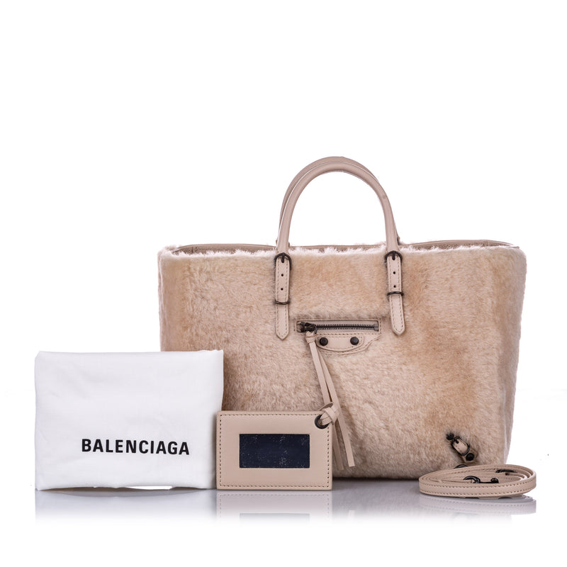 Balenciaga Shearling Papier A6 Fur Satchel