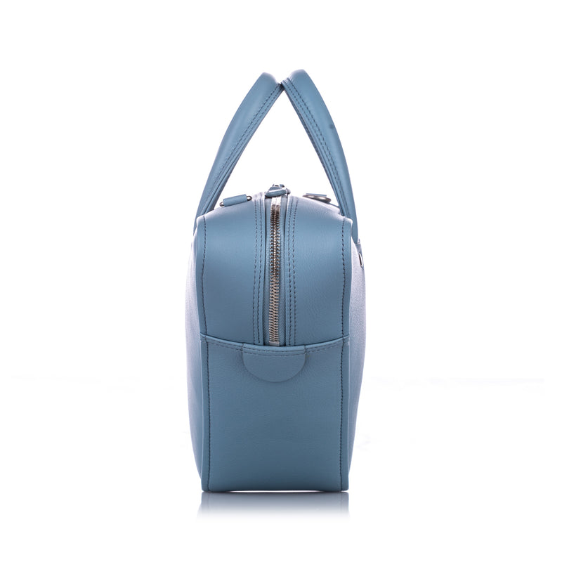 S Triangle Leather Duffle Bag Blue SHW