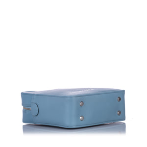 S Triangle Leather Duffle Bag Blue SHW