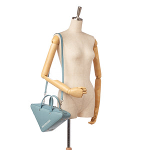 S Triangle Leather Duffle Bag Blue SHW