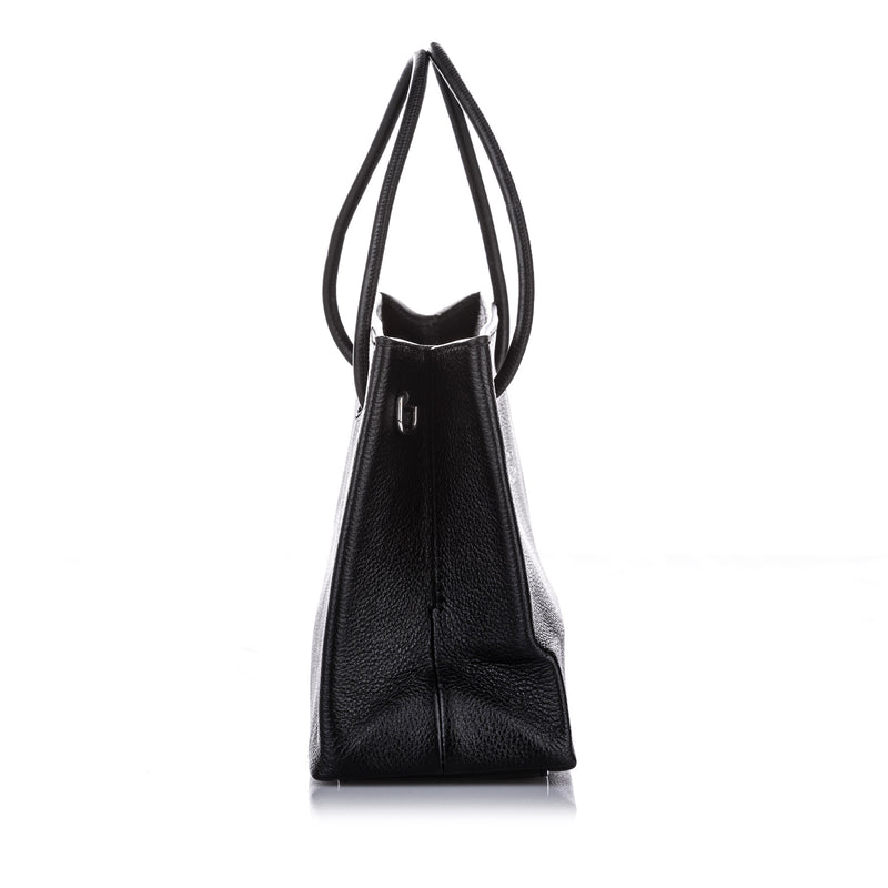 S Shopping Leather Satchel Black