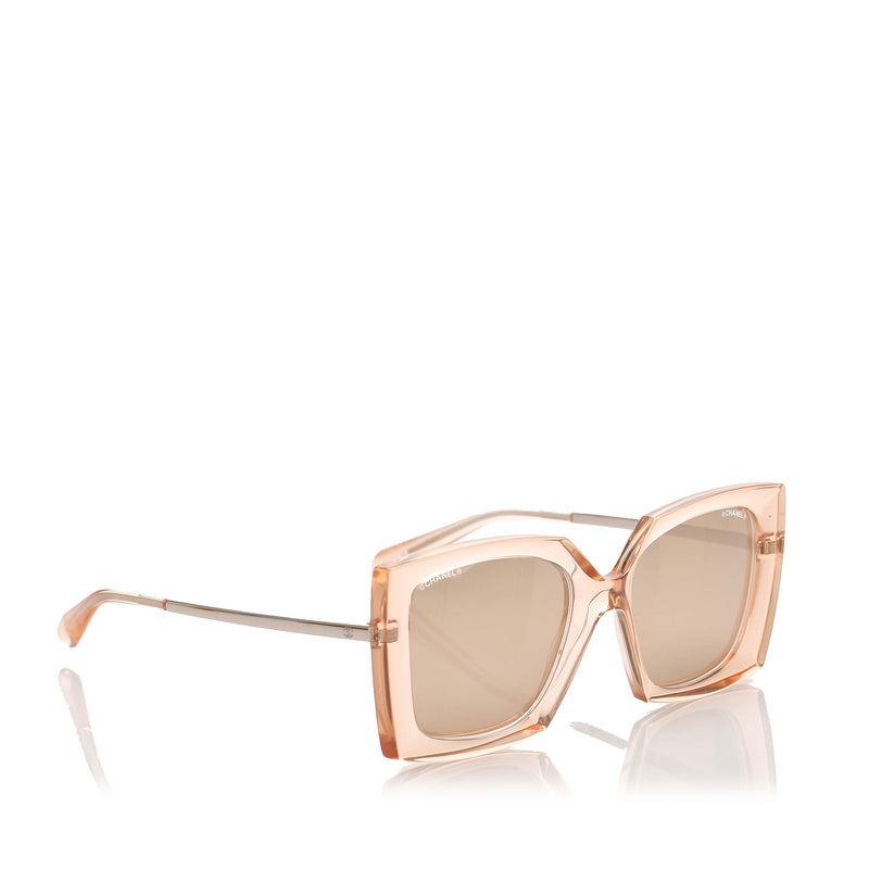 Square Tinted Sunglasses Brown and Beige SHW