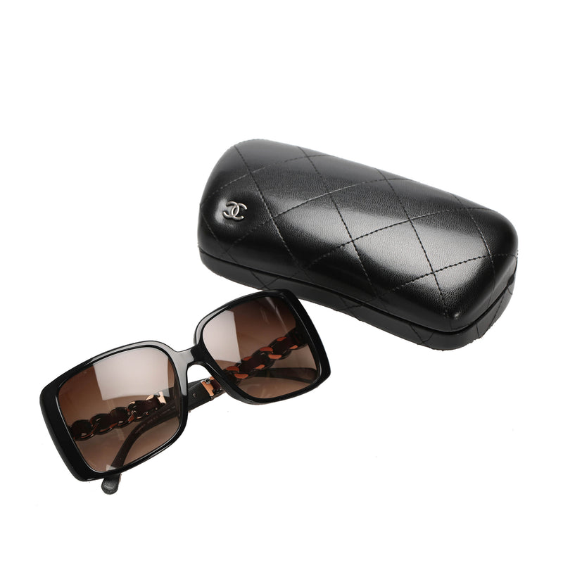 Square Tinted Sunglasses Black and Brown SHW