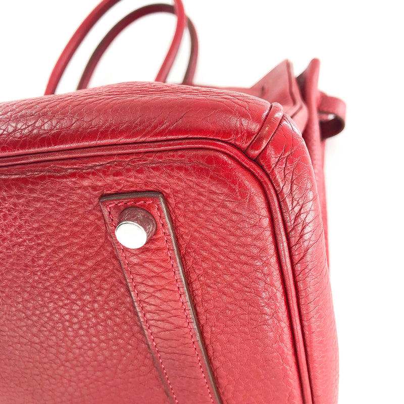 Birkin 35 Rouge Garance Clemence K-Stamp with Palladium HDW