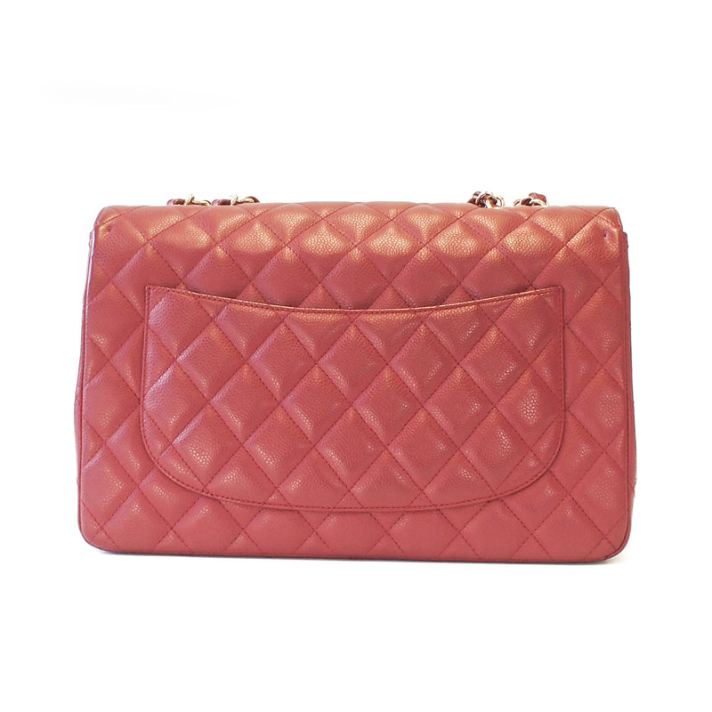Single Flap Caviar Jumbo in Red
