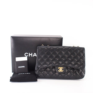 Single Flap Jumbo caviar leather black with ghw