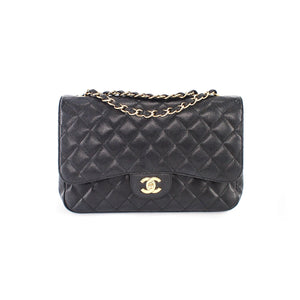 Single Flap Jumbo caviar leather black with ghw