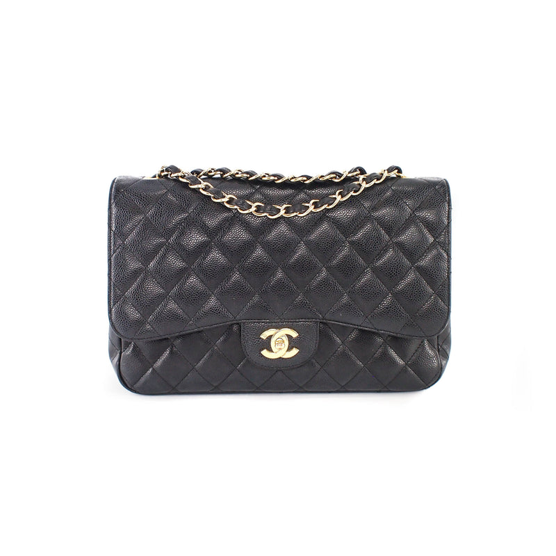Single Flap Jumbo caviar leather black with ghw