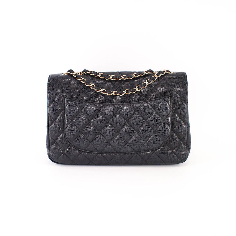 Single Flap Jumbo caviar leather black with ghw